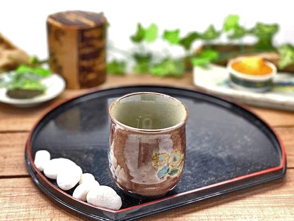 Kutani Large Purple Painted Gold Thread Plum and Bird [Tean Cup] [Back Picture]