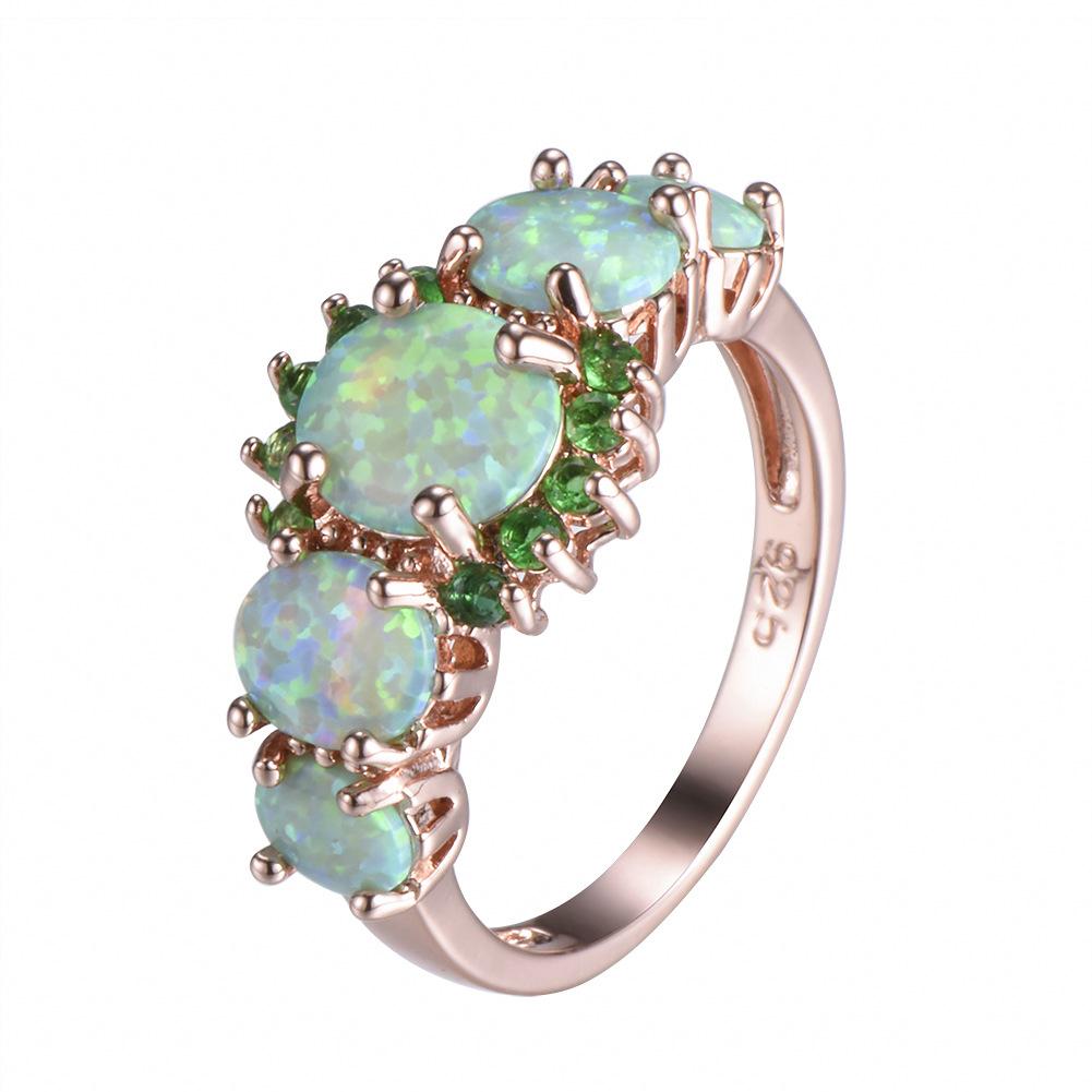 

New Women s Jewelry Rose Gold Five Oval Orbo Emerald Diamond Ring size 10