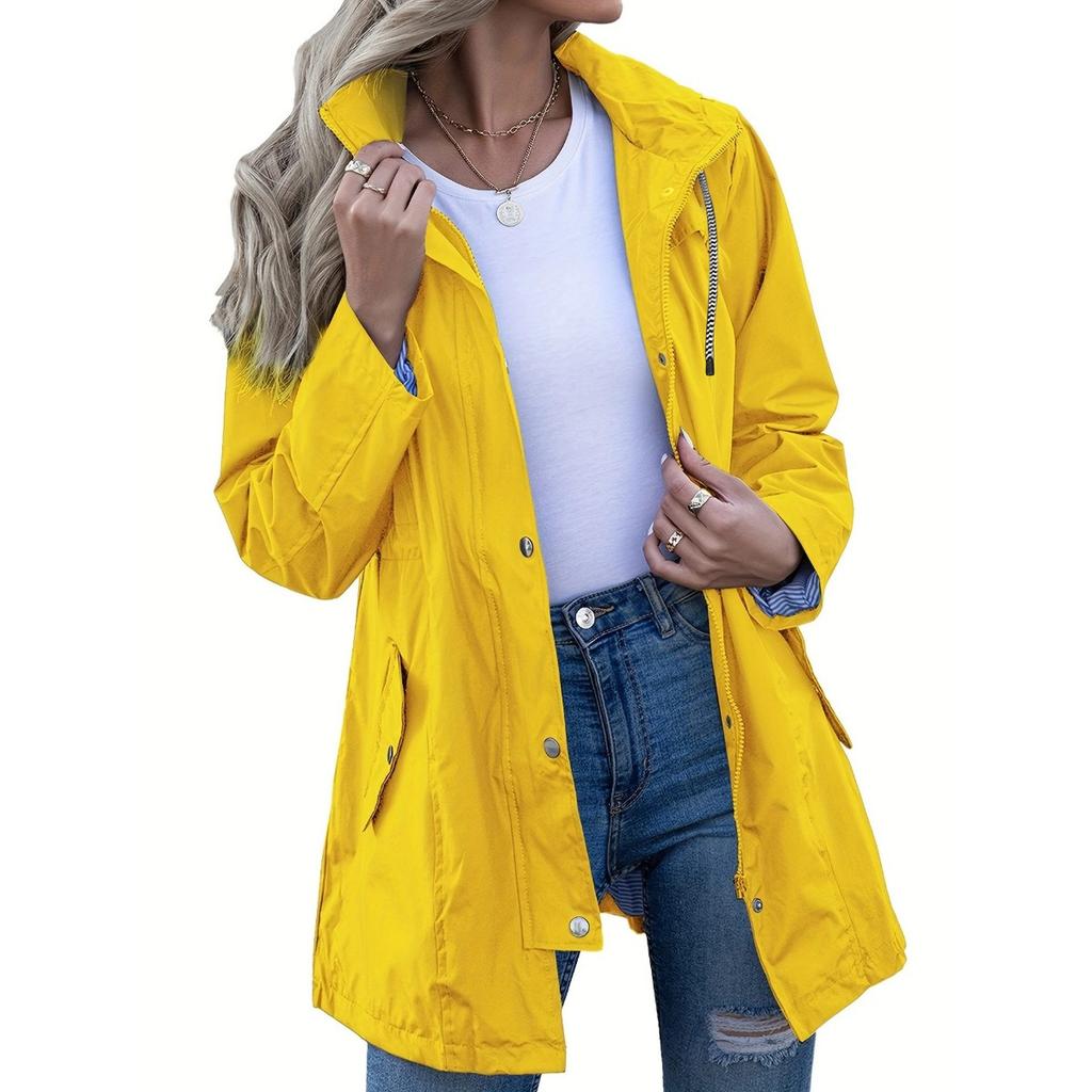 Women's Waterproof Slim Fit Trench Coat Windproof Outdoor Jacket