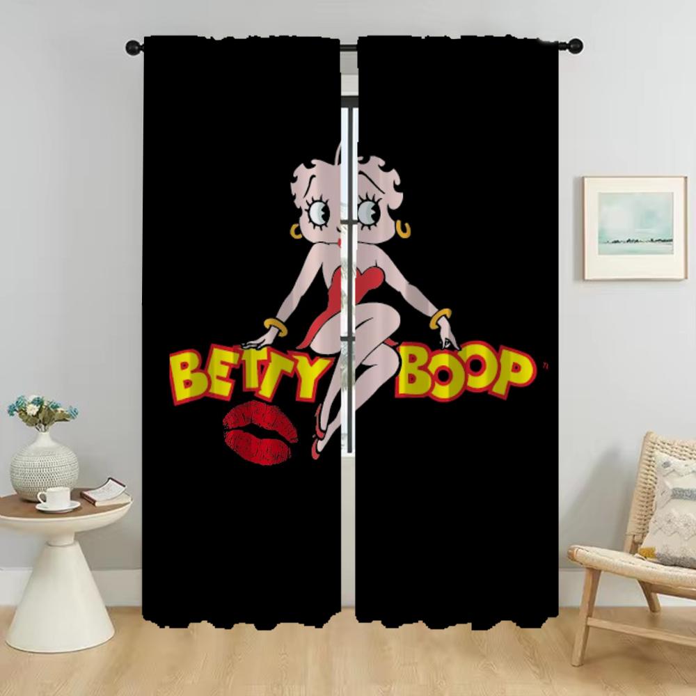 

Kitchen Curtains for Living Room Bettys Boops Blackout Curtain Home Interior Curtains 2 Pieces Shades Tulle for Bedroom Elegant W50xH70cmx2pcs-CL