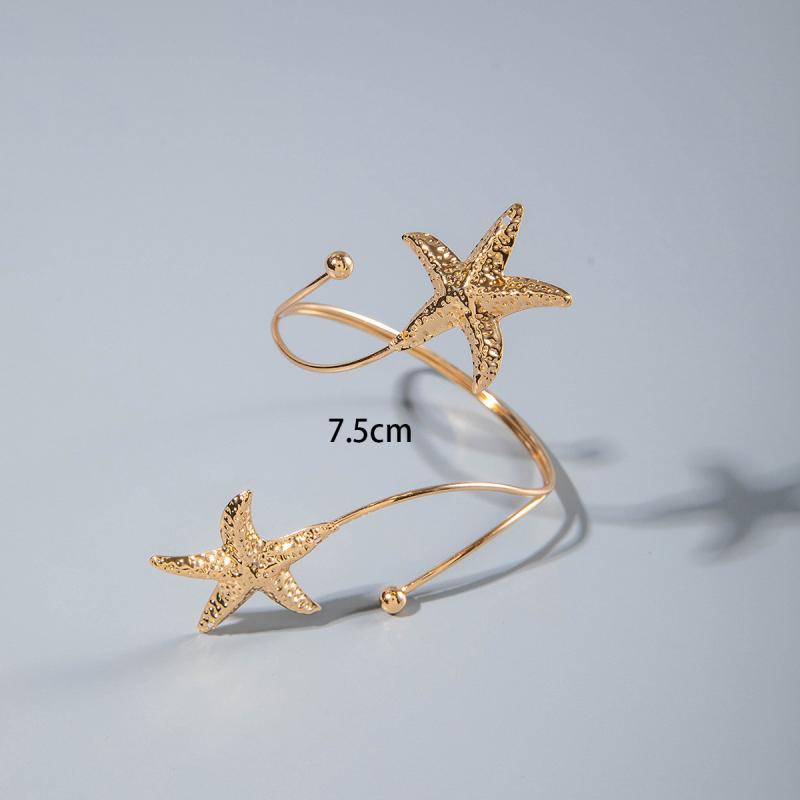 Boho Metal Starfish Cuff Bracelet Bangle For Women Punk Summer Beach Travel Open Adjustable Arm Bracelet Jewelry