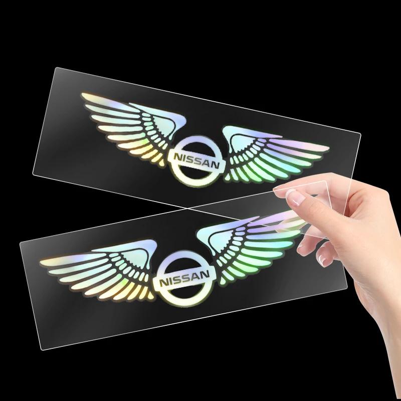 Pegatinas Reflectantes de Colores con Alas de Ángel Láser para Logo de Coche Nissan J10 X-Trail Qashqai Juke Leaf Micra NOTE Patrol Gadgets