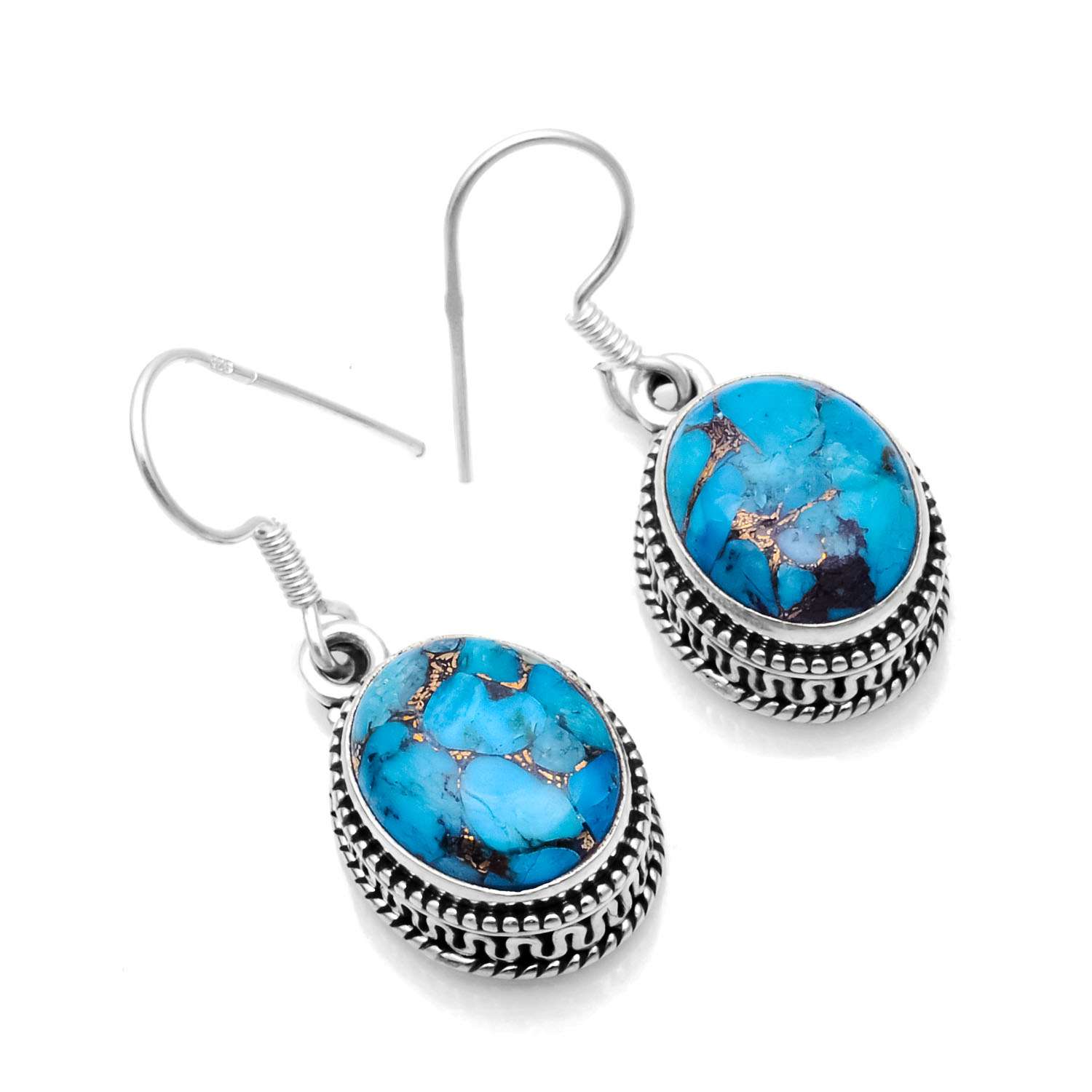 

Turquoise Gemstone Earrings Solid 925 Sterling Silver Handmade Earrings Jewelry Gift For Women And Girls E-1455