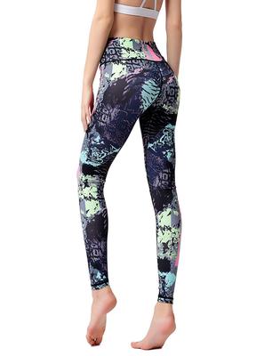 Ashley Hot Yoga Sports Mixed Colors and Patterns Women's Leggings, Moisture-Wicking, Quick-Drying, Stretch, 9-Length Tights, (04#) YG277,L