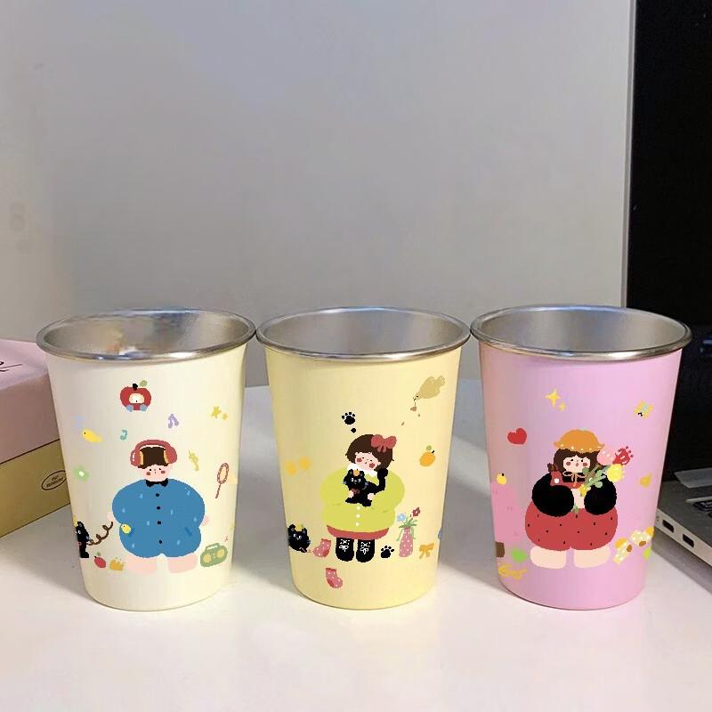 Handon Cartoon Stainless Steel Mouthwash Cup Set