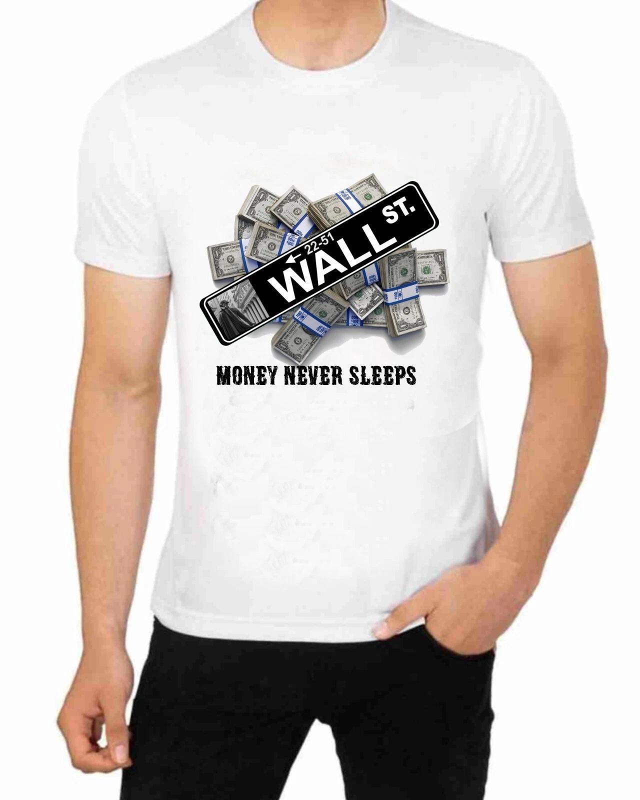 Wall Street Money never sleeps T-Shirt Bulls and bears M