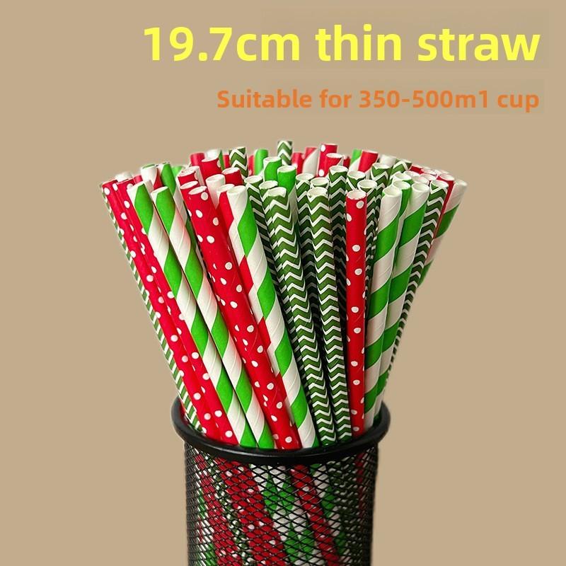 Degradable Striped Paper Drinking Straws For Parties And Creative Beverage Serving