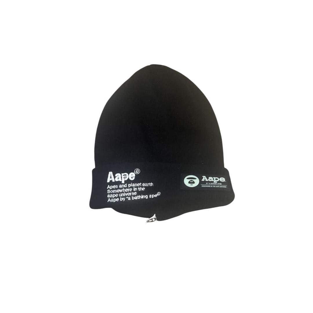 Used Aape by A Bathing Ape Knit Hat Beanie Black