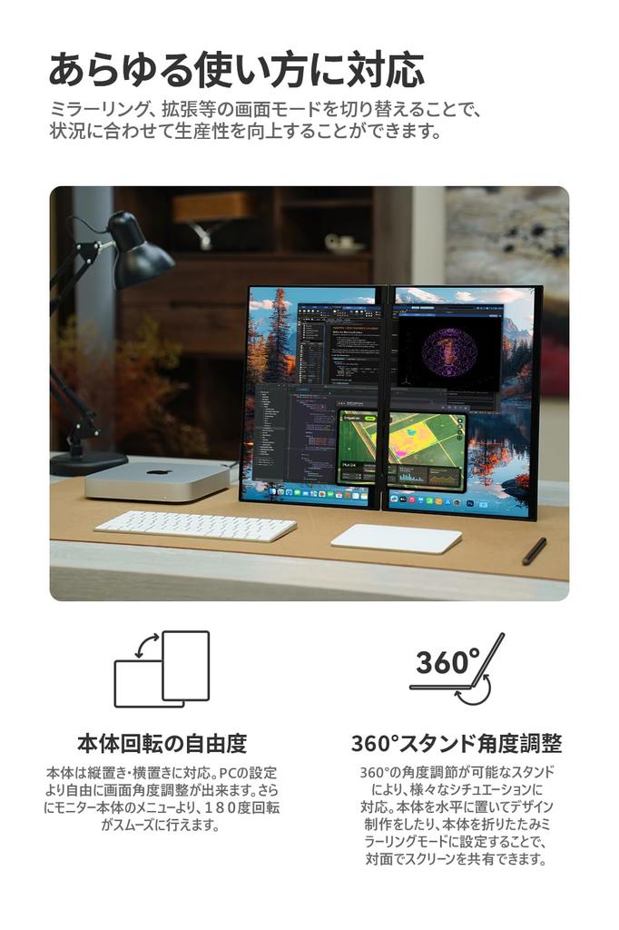 EHOMEWEI Dual Display Mobile Monitor Touch Panel 16 Inch IPS Folding Mirroring Expandable Thin 6mm Touch Panel 19201200 XQ-160PF (IPS Compatible)