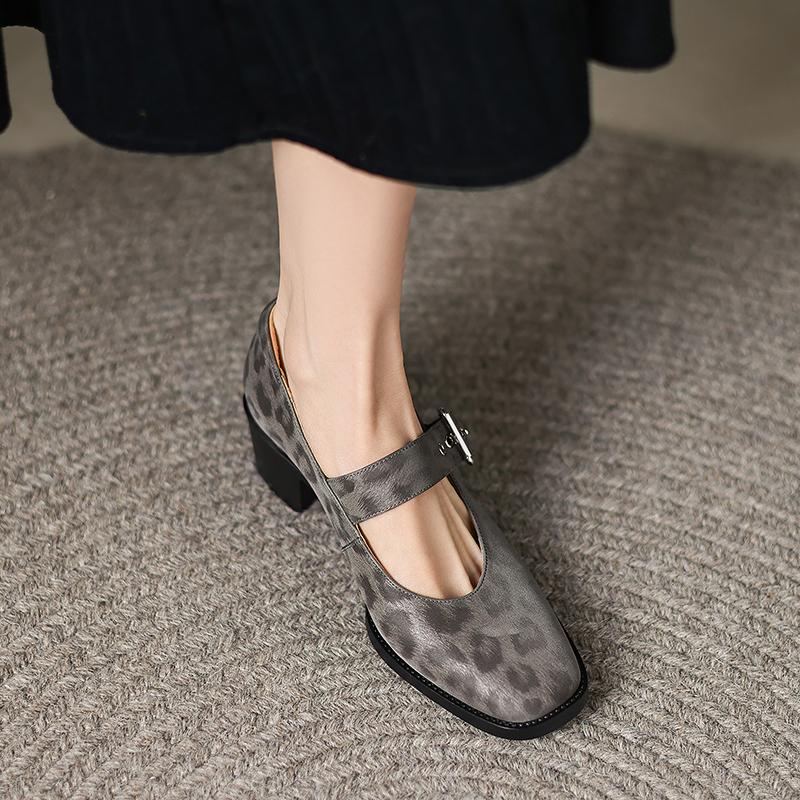 Fashion Spring New Women Genuine Leather High Heeled Fashion Leopard Party Wedding Pumps Shoes 2025 Elegant Office High Heeled Shoes