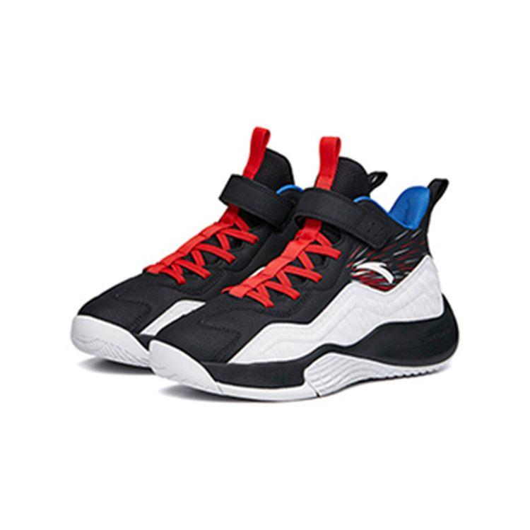 Anta Comfortable Versatile Non-Slip Shock Absorbing Wear-Resistant Casual Shoes Kids Shoes Black White Blue A312141101A-1