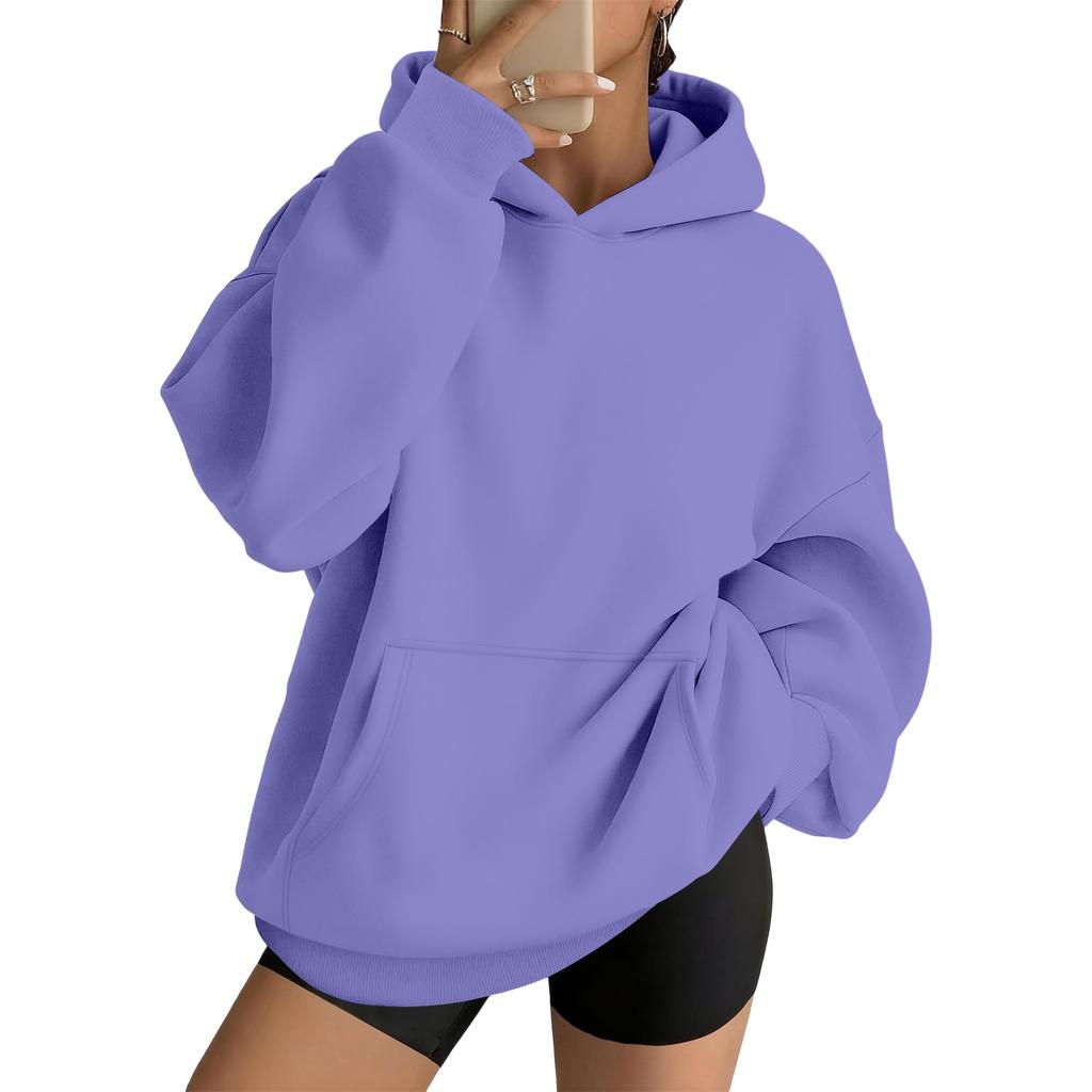 Women's Casual Loose Fit Hoodie with Drop Shoulder and Long Sleeves Pullover Sweatshirt
