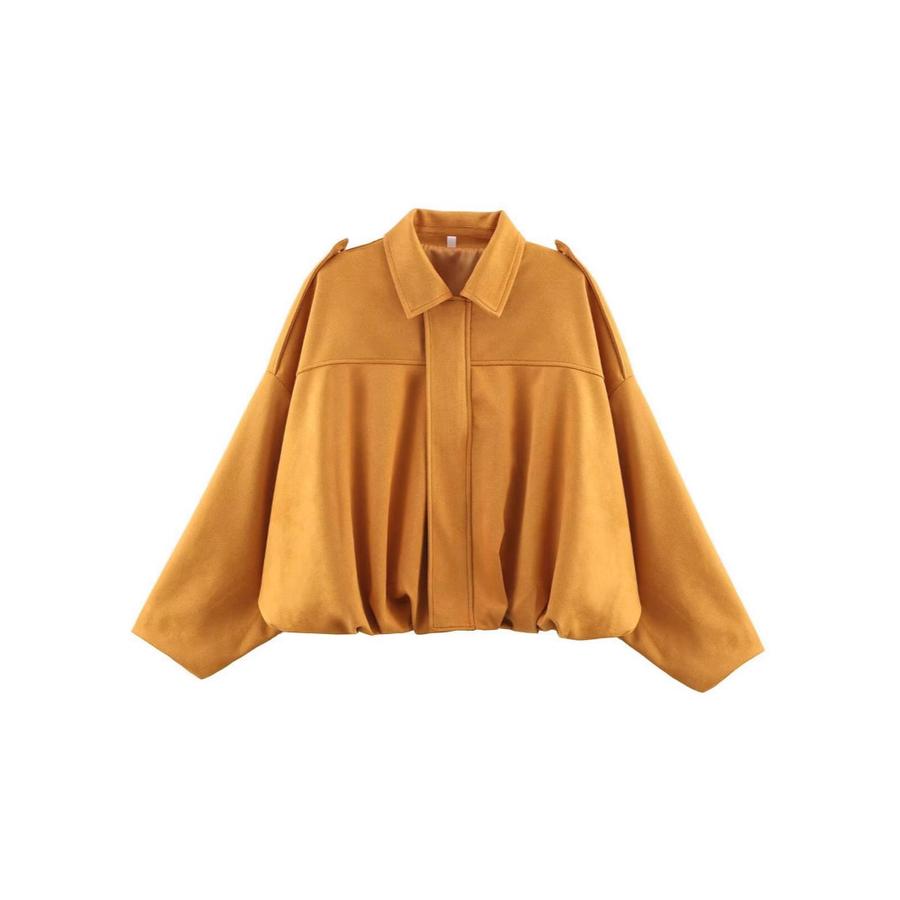 Women's Spring Autumn Faux Suede Lambskin Collar Zip-Up Pilot Jacket Coat