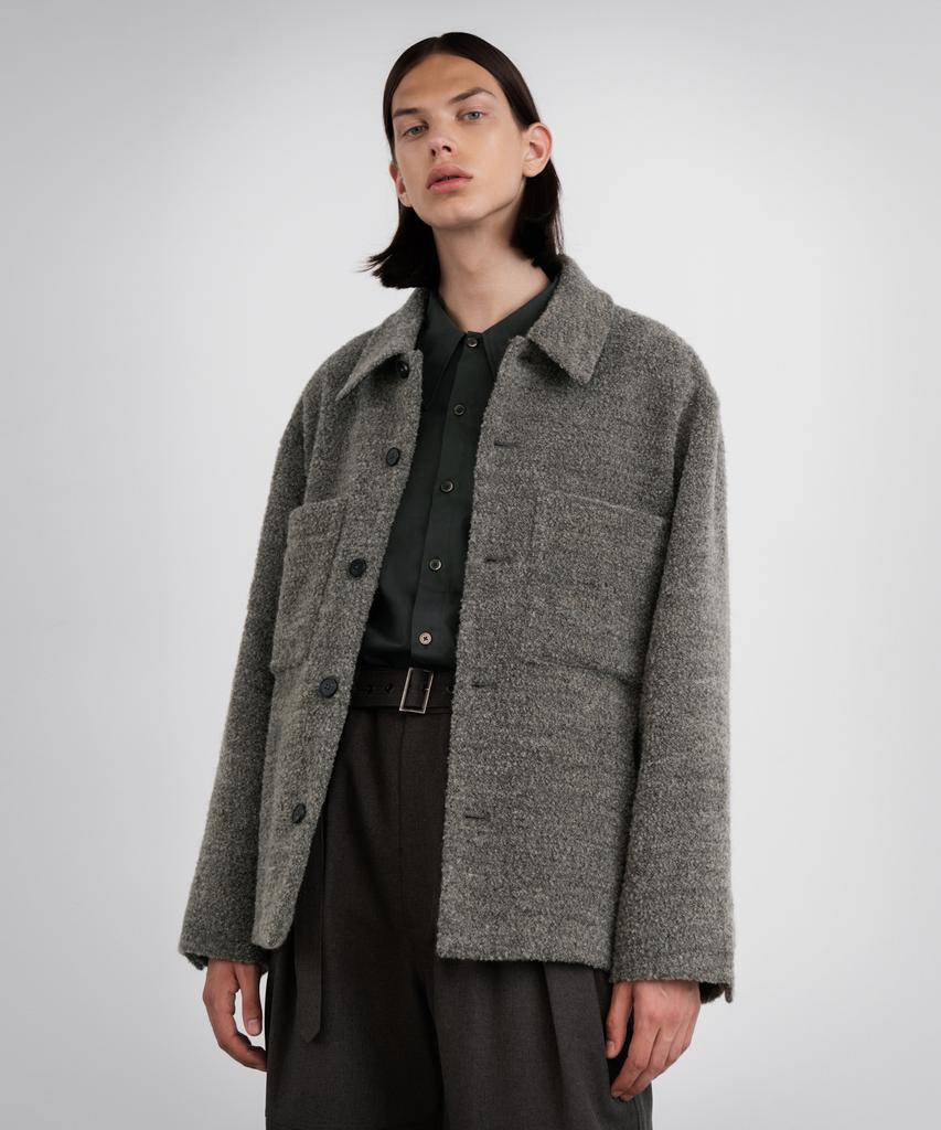 Insilence Subalpino Pointed Collar Boucle Jacket Grey Beige