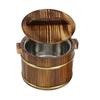 Wooden Rice Bucket with Lid: Insulated Serving Bowl and Spoon for Dining Table