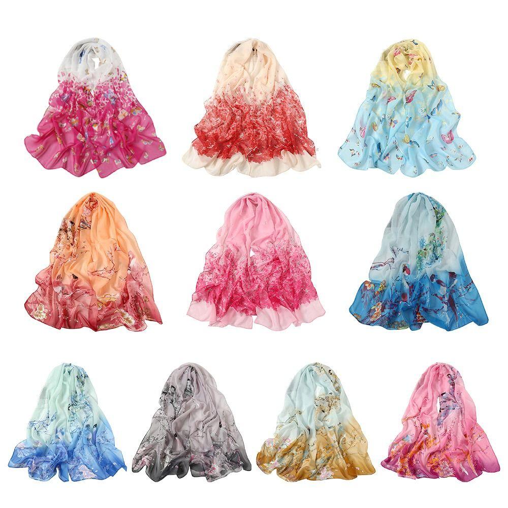 Sunscreen Chiffon Scarf 160*50cm Shawl Silk Fashion Beach Gauze Scarf  for Women