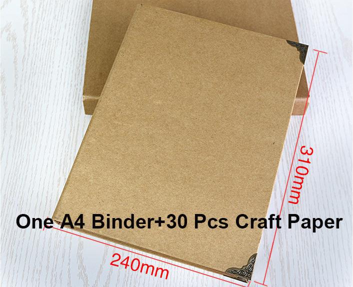 A4 Size 60 Pages Kraft Paper Sheets Card Blank Photocard Binder Wedding Album DIY Vintage Photo foto Scrapbook Photo Album