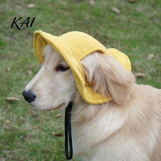 Versatile Dog Costume Corduroy Baseball Cap, Cat Summer Beach Visor Hat with Ear Easy to Wear Cap Holes, Adjustable Puppy Sunbonnet