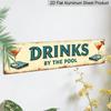 2D Flat, 1pc Vintage "Poolside Drinks" Metal Sign - Vintage Wall Decor for Bar, Kitchen, Patio, Pool House - 15.7×3.94inch, Easy To Hang, No