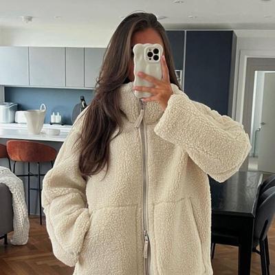 Modă de Iarnă pentru Femei Culoare Solidă Cald Lână de Miel Palton Scurt Jachetă Cardigan