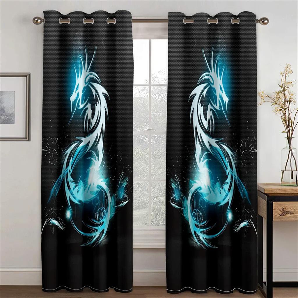 3D Moderna Cool Drak eSport Spelstil Solskyddsgardiner 2 Paneler Pojkrum Sovrum Vardagsrum Heminredning Gardiner