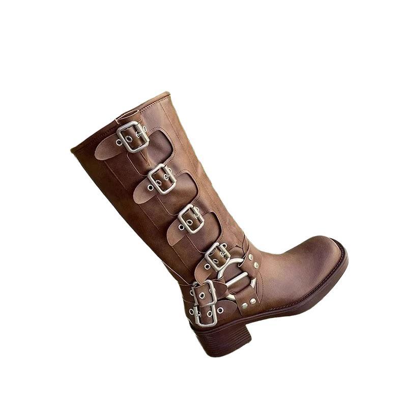 Maillard Western Cowboy Boots Women's 2025 New Spring and Autumn Coarse Heel Boots But Knee High Martin Boots