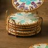 Handwoven Rattan Coasters Colorful Nordic Southeast Asian Shell Heat Resistant Table Mats
