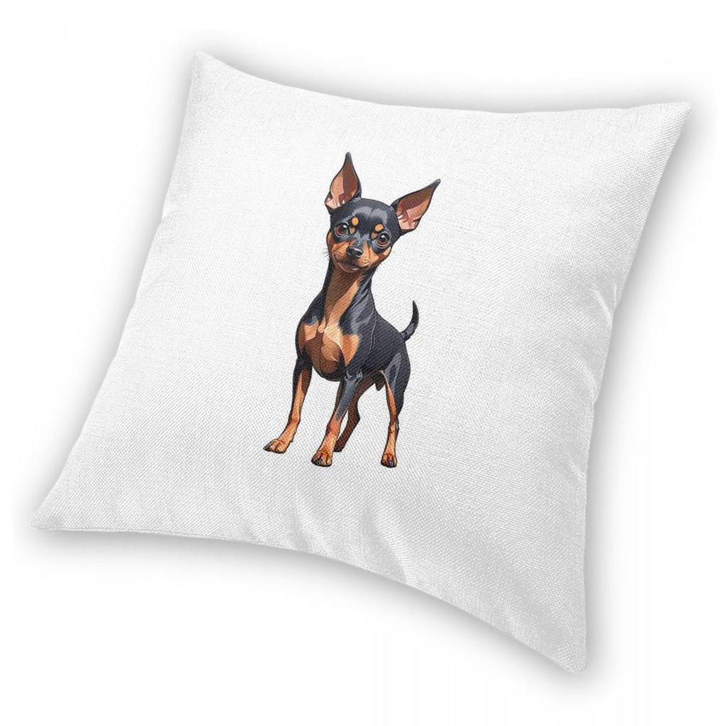 Zwergpinscher Hund Kissenbezug Polyester Leinen Samt Bedruckt Reißverschluss Deko Kissenbezug Heim Kissenhülle