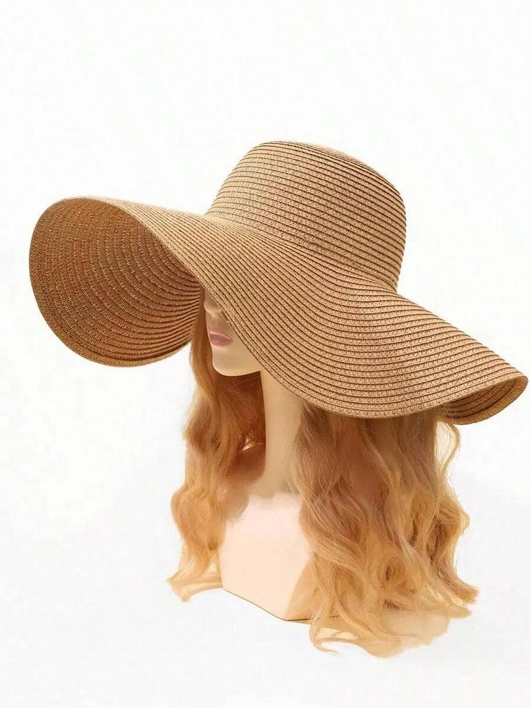 Summer Large Brim Straw Hat For Beach Vacation Casual Wear