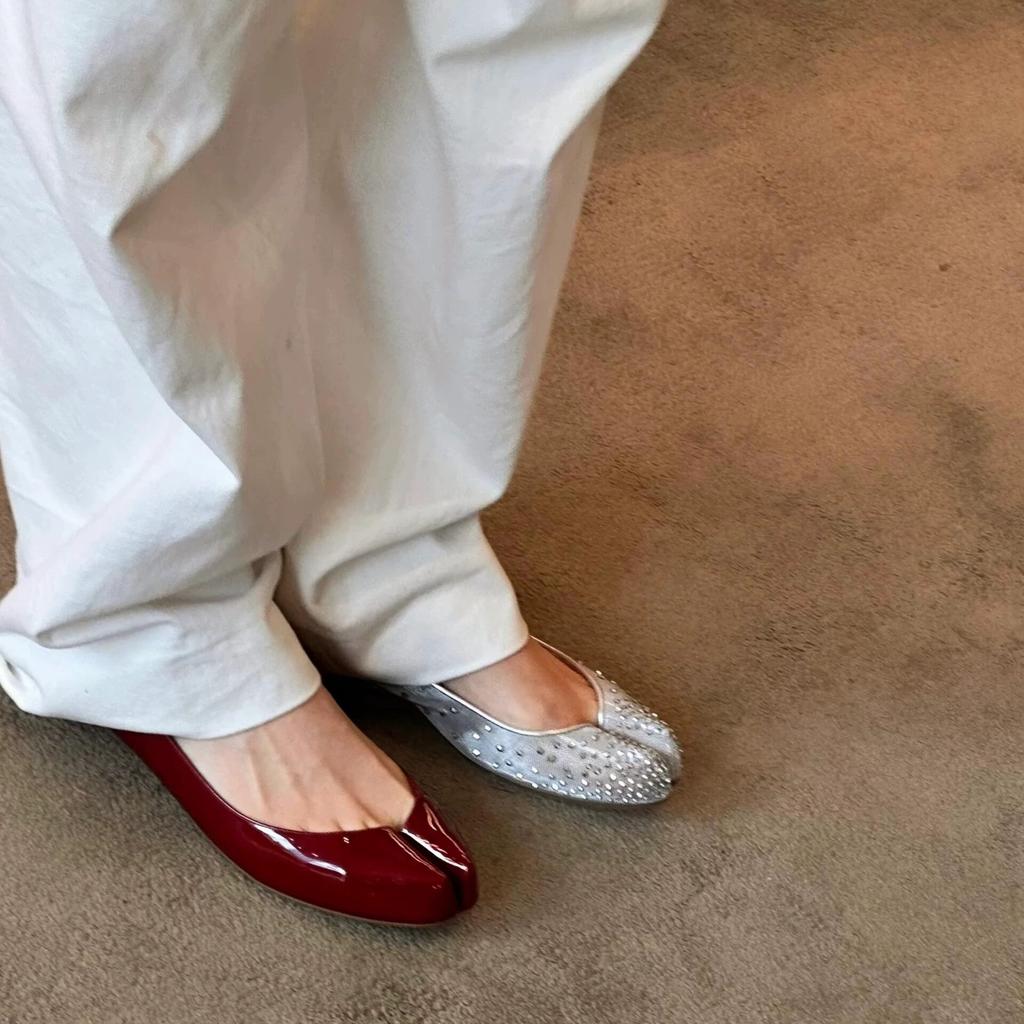 Lammfellversion~ Französisch rote Leder Zehenschuhe Damen Frühling neu weichsohlige Mary Jane Einzelschuhe Ballerinas