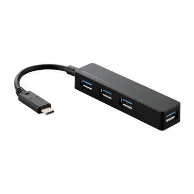 ELECOM Hub 4 porty x Napájení sběrnicí Černý USB 3.1 Type-C (A 4) U3HC-A414BBK