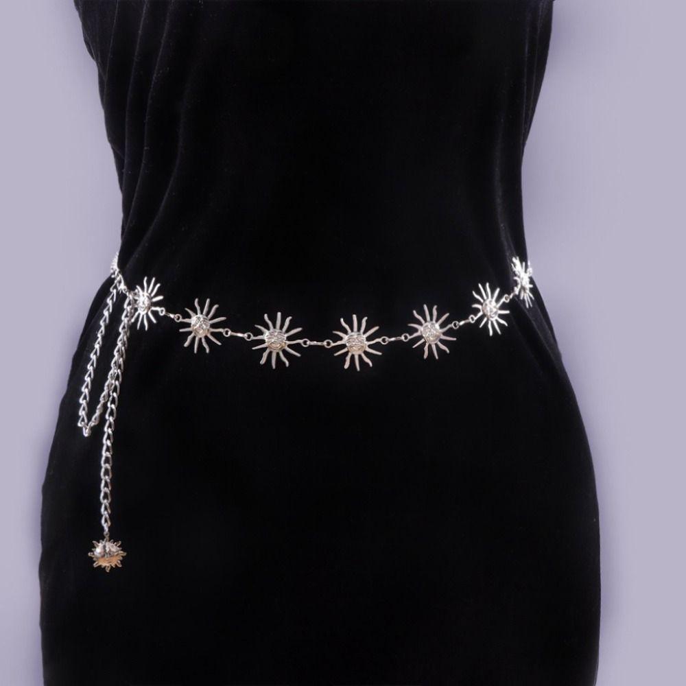 Vintage Punk Waist Chain Retro Alloy Waistband All-match Dress Cummerbands  For Women