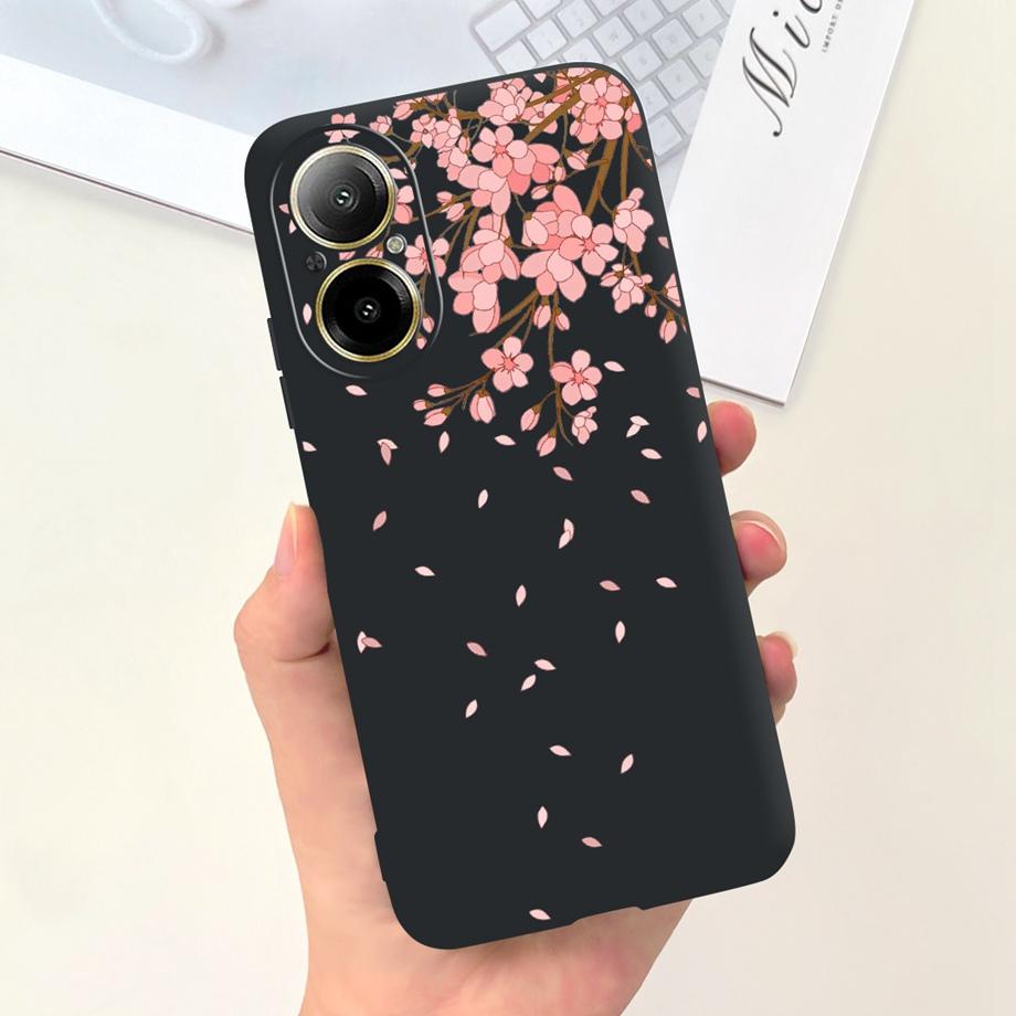 Hülle Für Oppo Realme C67 4G RMX389 Handyhüllen Schwarze Katze Mondnacht Weiches Silikon Stoßfeste Rückabdeckung Für RealmeC67 4G Funda