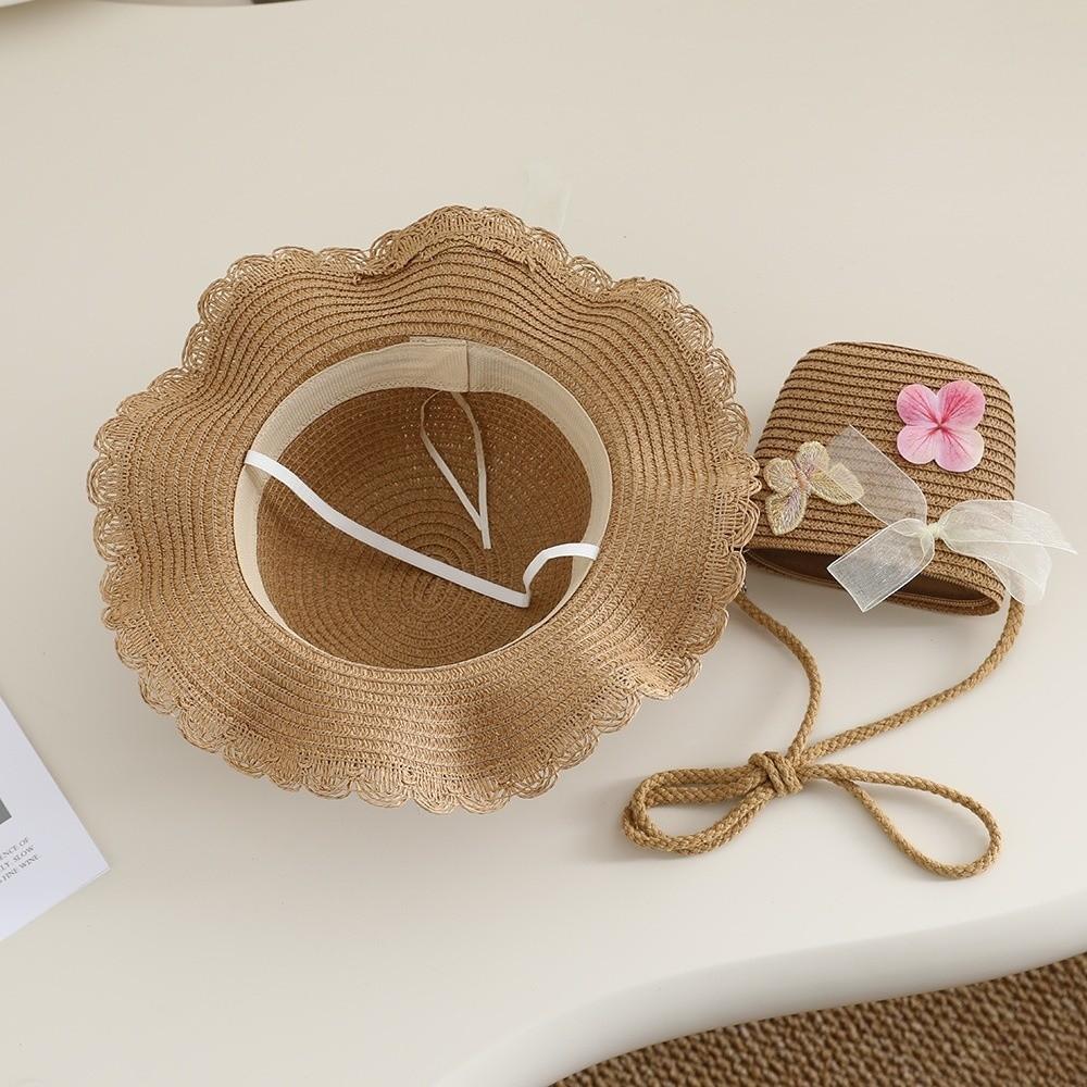 Butterfly Summer Children Beach Hats Lace Holiday Travel Beach Bags New Wide Brim Straw Hat