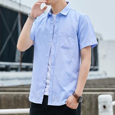 Khmer Men's Thin Shirt Youth Casual Short-sleeved Trendy Shirt Korean-style Slim Fit