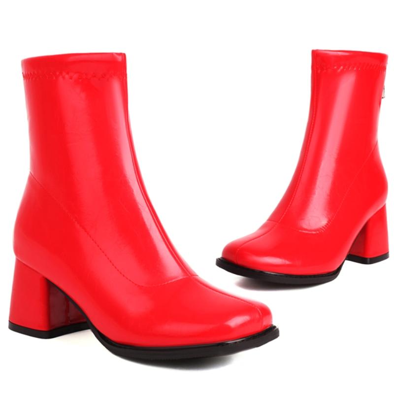 Elegant Ankle Boots for Women Autumn Winter 2024 Black Red White Short Boot Low Heels Footwear Shoe Ladies Waterproof Large Size