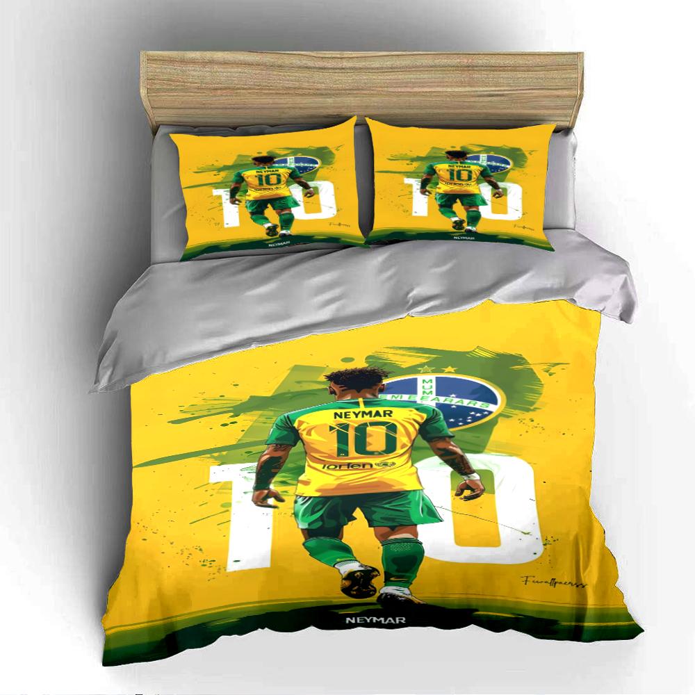 Gelbes Brasilien Fußball Bettwäsche Set Bettwäsche Bettbezug Set Bettbezug Kissenbezüge Heimdekoration (1 * Bettbezug 2 * Kissenbezüge, ohne Bettdecke)