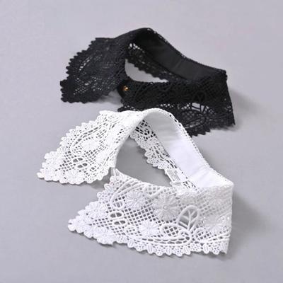 Mode Spitze Floral Falscher Kragen Abnehmbar Schwarz Weiß Falscher Kragen Dekoration Kragen