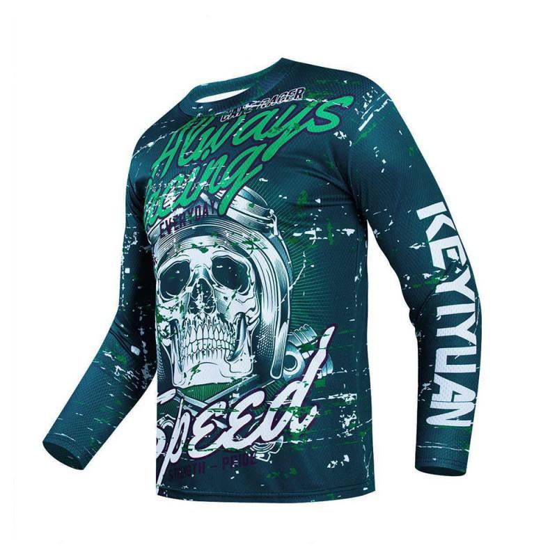 Personalized Skull-headed Downhill Suit Breathable Quick-dry Mountain Cross-country Motorcycle Riding Long-sleeved T-shirt Bicycle Shirt