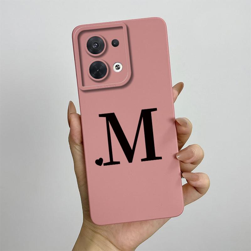 

For OPPO Reno8 5G Case oppo reno8 Pro Phone Case Reno 8 Pro Plus Case Cute Initial Letters Square ShockProof Silicone Back Cover Reno8 Pro Plus