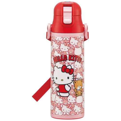 Skater Kids' 2-Way Stainless Steel Water Bottle, 580ml (Direct Drinking) and 570ml (Cup Drinking), Hello Kitty, Ushiro-Shiro, Sanrio Design, Lightweig