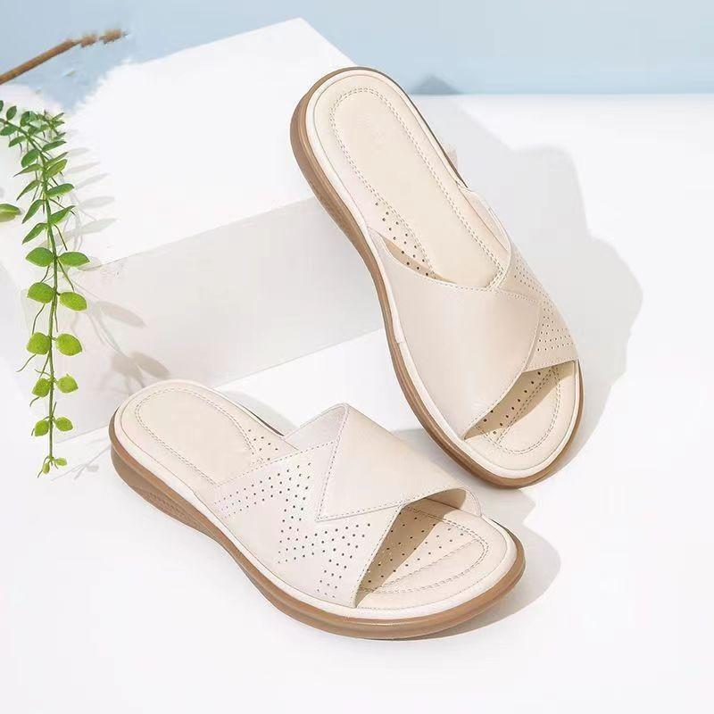 

Кожаные шлепанцы на мягкой подошве из говяжьей жилы, женские летние сандалии, нескользящая женская обувь 40