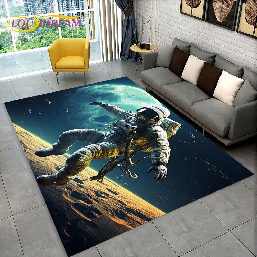 Astronaut Dream Universe Spaceman 3D Outer Space Cartoon Rug Carpet for Living Room Bedroom Decor,Non-slip for Sofa Doormat Kids