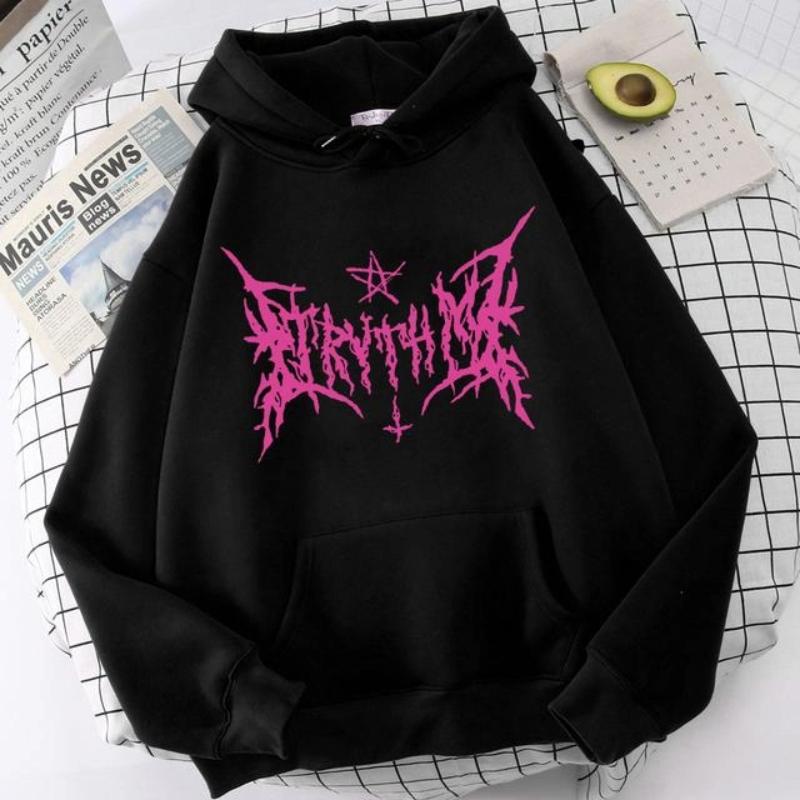 Gothic Star Printed Hoodie Autumn Winter Women Casual Loose Fashion Vintage O-Neck Long Sleeve Pullover Fleece Sweatshirts