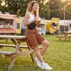 Shorts cargo à taille élastique pour femme, coupe décontractée, à cordon de serrage, shorts décontractés avec plusieurs poches pour les activités de plein air