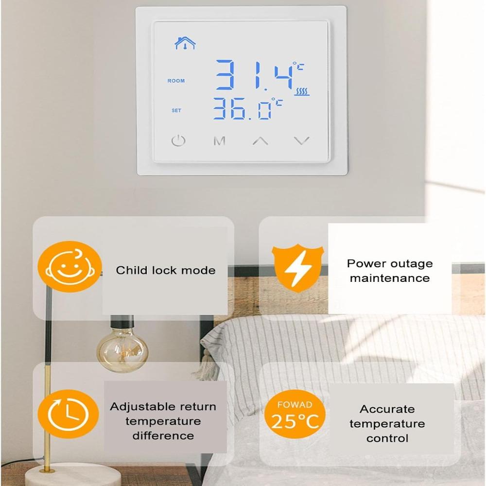 Touch Screen Floor Heating Controller Electric Heat Thermostat Room Temperature Control