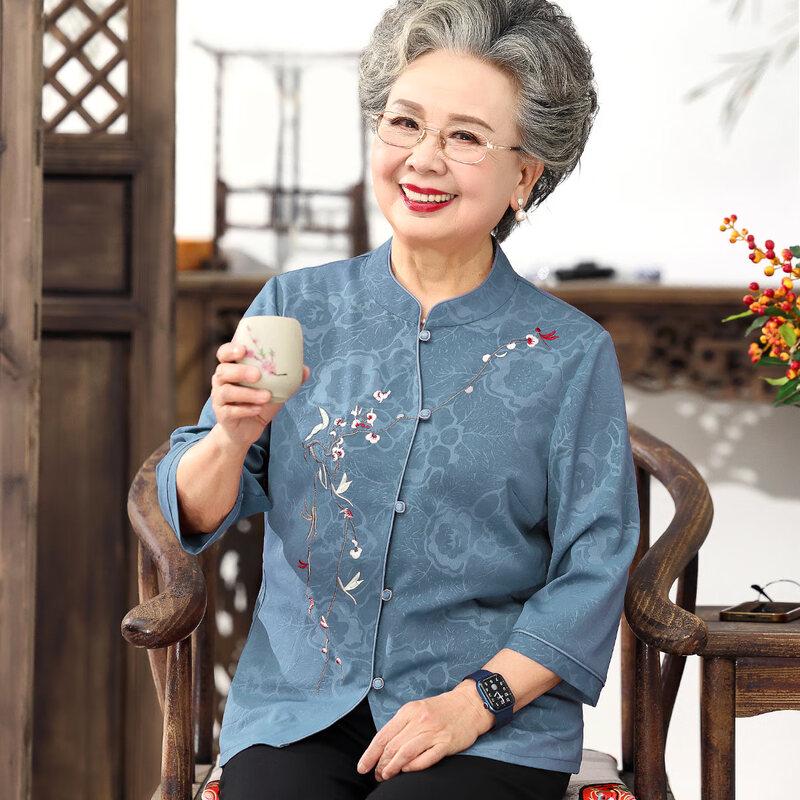 Yuzhaolin Women s Summer Breathable Stand-Collar Cardigan Shirt 4XL