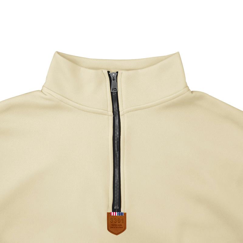 Men's Fleece-Lined Stand-Up Collar Half-Zip Sweatshirt for Sports and Casual Wear