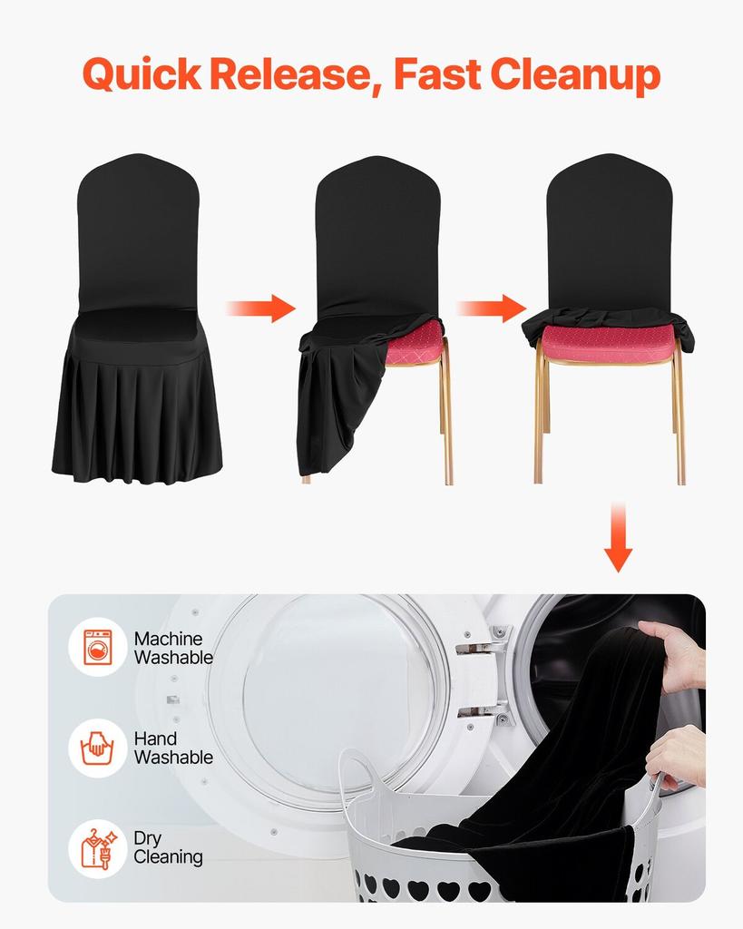 30 Pcs Black Chair Covers, Polyester Spandex Chair Cover, Stretch Slipcovers for Wedding Party Dining Banquet Flat-Front Chair Covers, Fits Chair
