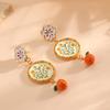 Exaggerated Asymmetric Enamel Drop Earrings Hand Painted Floral Multi-Layered Earrings Gifts For Women Daily Party Wear